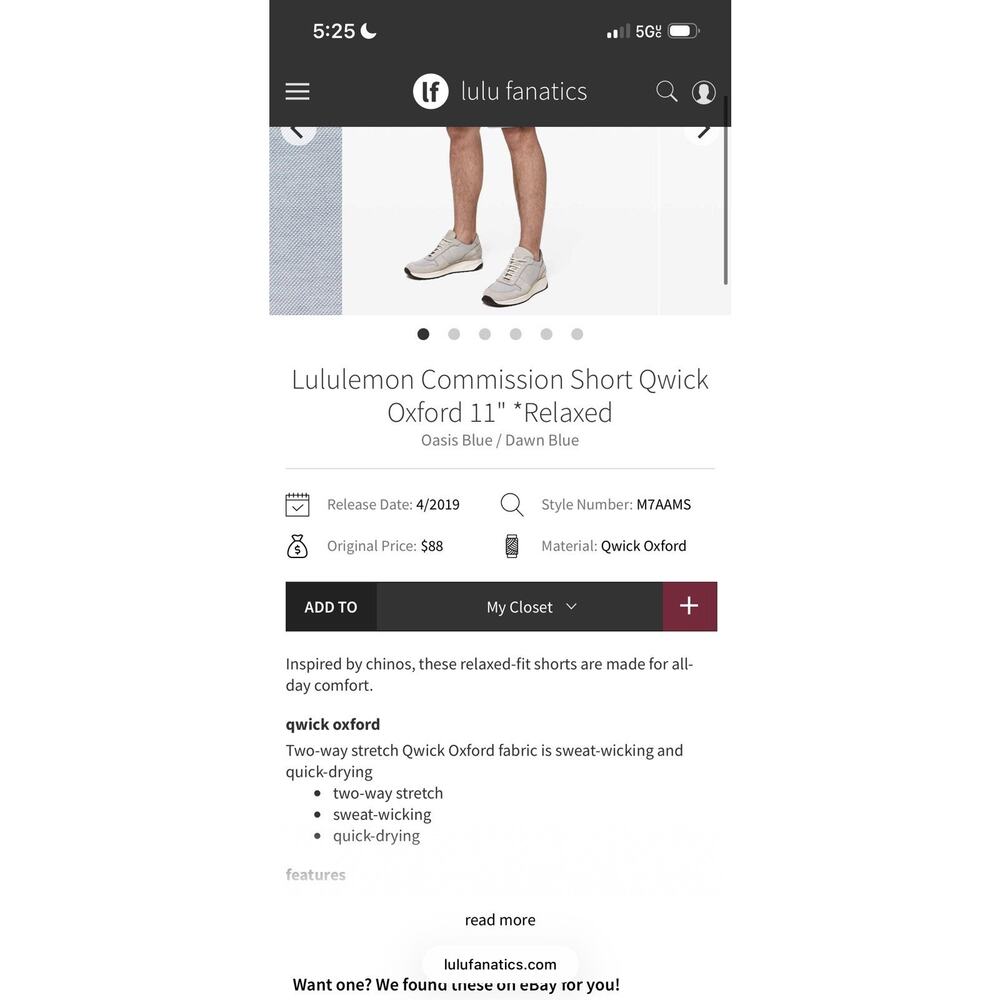 Lululemon Commission Shorts 32 Gray Qwick Oxford 11 Relaxed Fit Mens Golf Chino - Picture 5 of 5